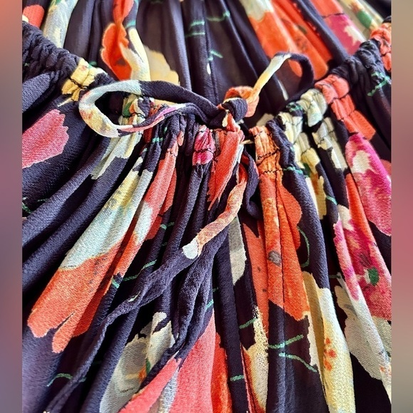 Topshop Dress Blue Coral Floral Flutter Sleeve Elastic Waist Off Shoulder size 6 - Picture 13 of 16